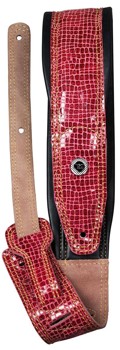 TGI Guitar Strap Leather Red Snakeskin Effect