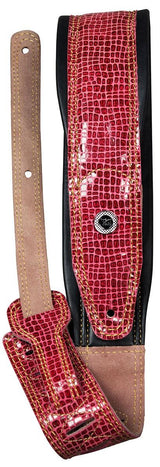 TGI Guitar Strap Leather Red Snakeskin Effect