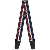 Buckle-Down Guitar Strap Mustang Text - Tri-Bar Stripe