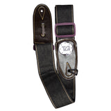 TGI Guitar Strap Woven Black Denim Purple Buckle