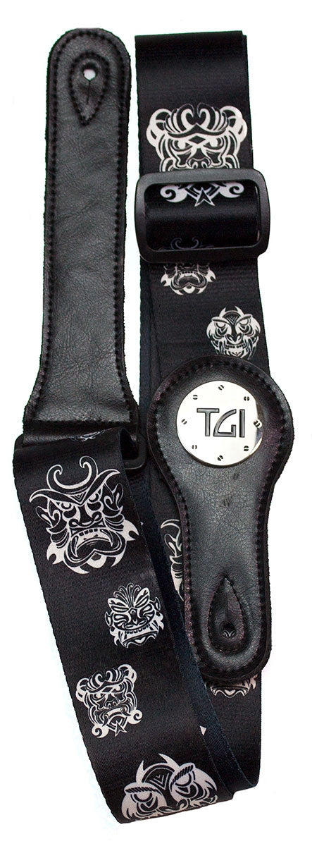 TGI Guitar Strap Warrior Mask Black