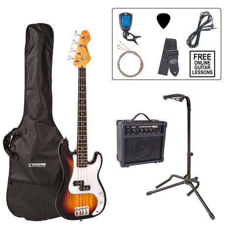 Encore E20 7/8 Junior Bass Guitar Pack Sunburst - Music Vault