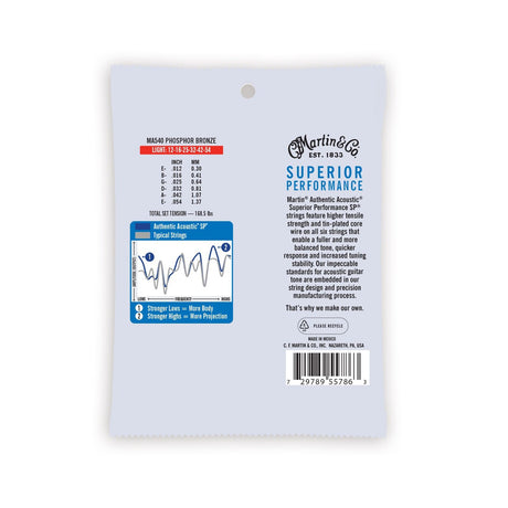 Martin Authentic Acoustic SP Phosphor Bronze Acoustic Guitar Strings Light - Music Vault