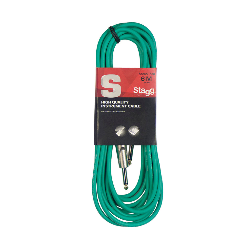 Stagg SGC6DL/CGR Deluxe Instrument Cable Green 6m / 20ft Music Vault