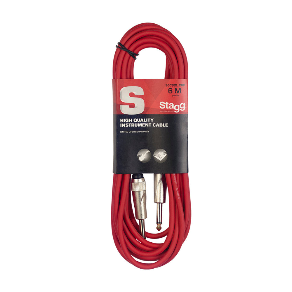 Stagg SGC6DL/CRD Deluxe Instrument Cable Red 6m / 20ft Music Vault