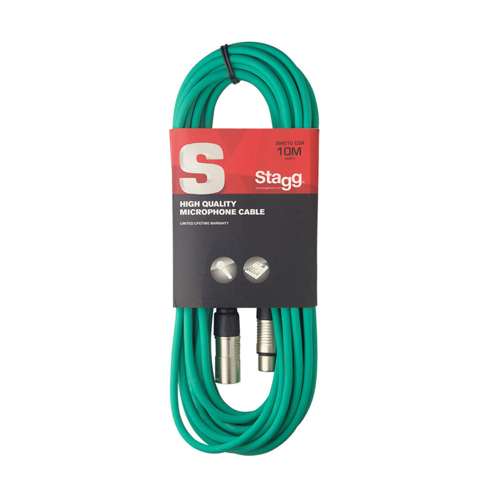 Stagg SMC10/CGR Microphone Cable XLR Green 10m / 33ft Music Vault